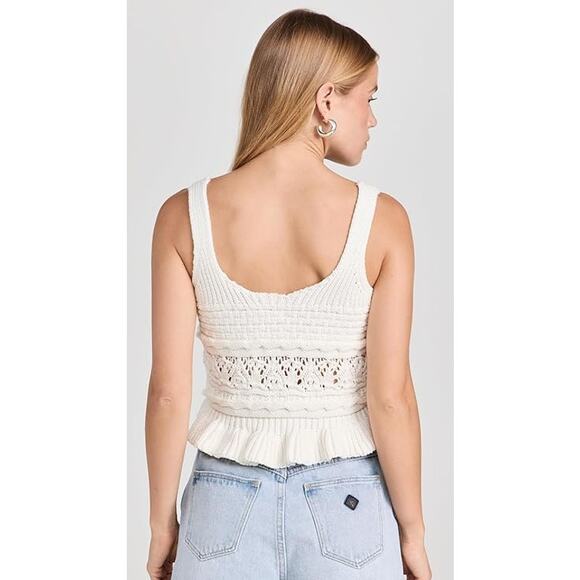 Blank NYC White Floral Cotton Crochet Crop Tank Top XS NWT - Picture 2 of 6